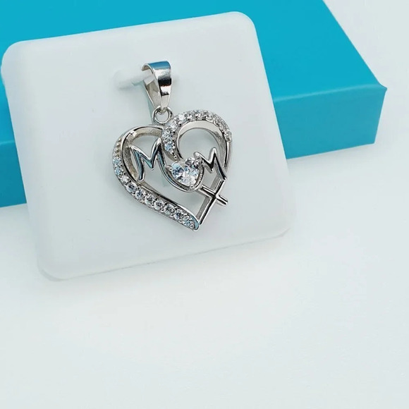 "925 Sterling Silver CZ Beautiful Mom Pendant for Women, 1USPAR4024 - Picture 10 of 11